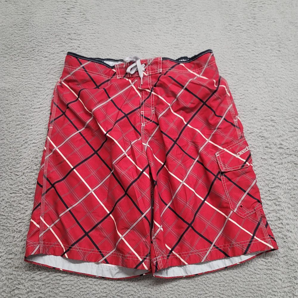 Speedo‎ Shorts Mens Large Red Lined Cargo Swim Outdoors Casual Logo Pockets